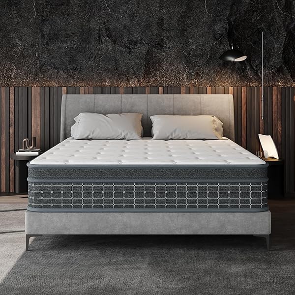 UMN Full Size Mattress, 12 Inch Full Mattress in a Box, Individually Pocketed Springs, Pressure Relief, Motion Isolation, Provides Support, CertiPUR-US Certified, Medium Firm