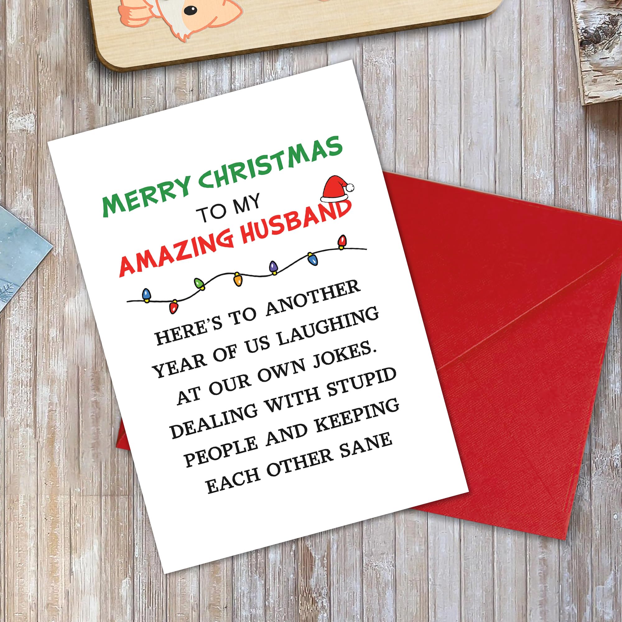 Lustige Weihnachtskarte für den Ehemann, "Merry Christmas to My Amazing Husband", romantische und humorvolle Weihnachtskarte für ihn, niedlicher Urlaubsgruß für Paare oder Ehepartner, Einzelbett, 13 x