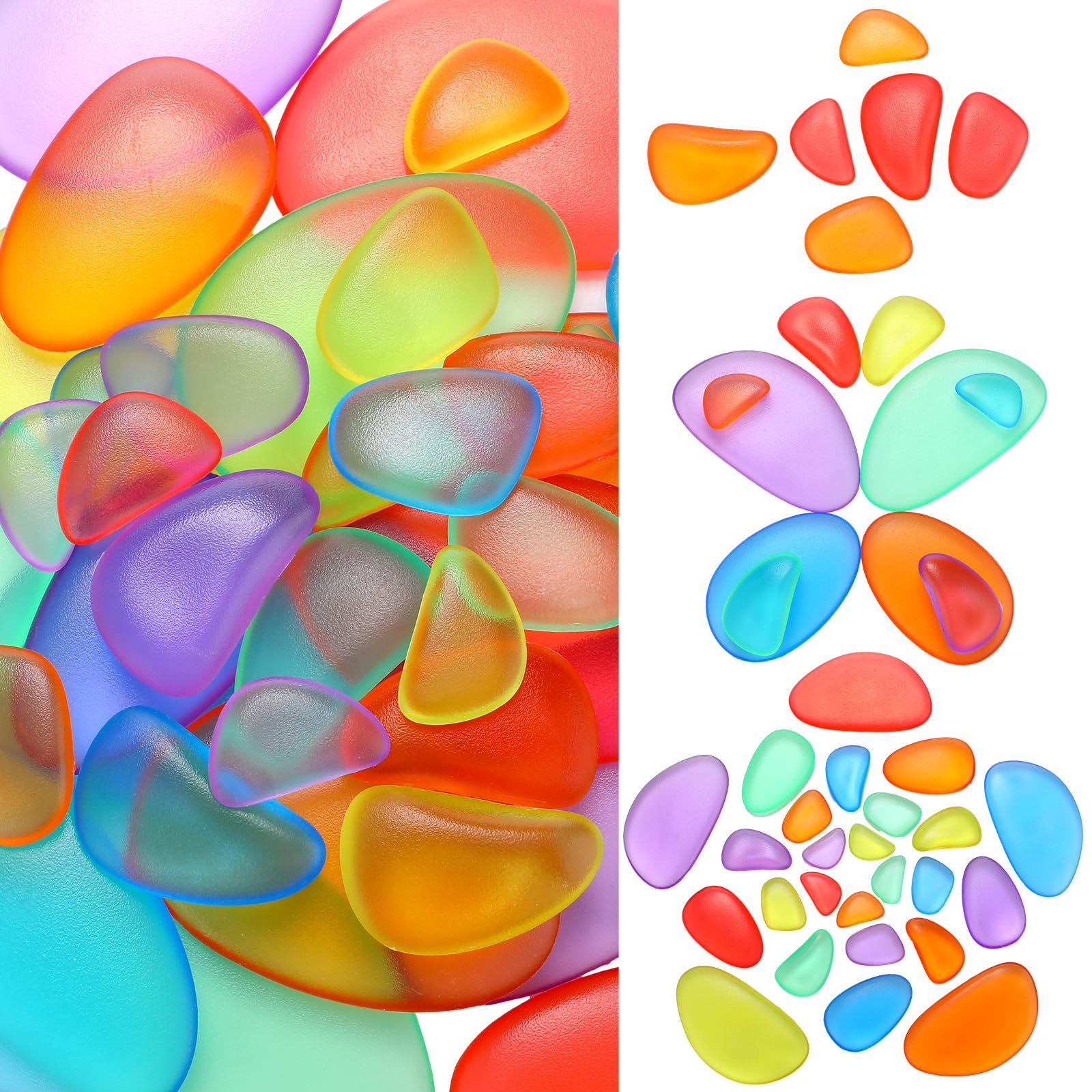 Simgoing 144 Pcs Rainbow Stacking Stones Colorful Pebbles Sorting and Stacking Stones Light Table Accessories Manipulatives Educational Toys for Preschool Kindergarten Montessori Toys, 6 Colors