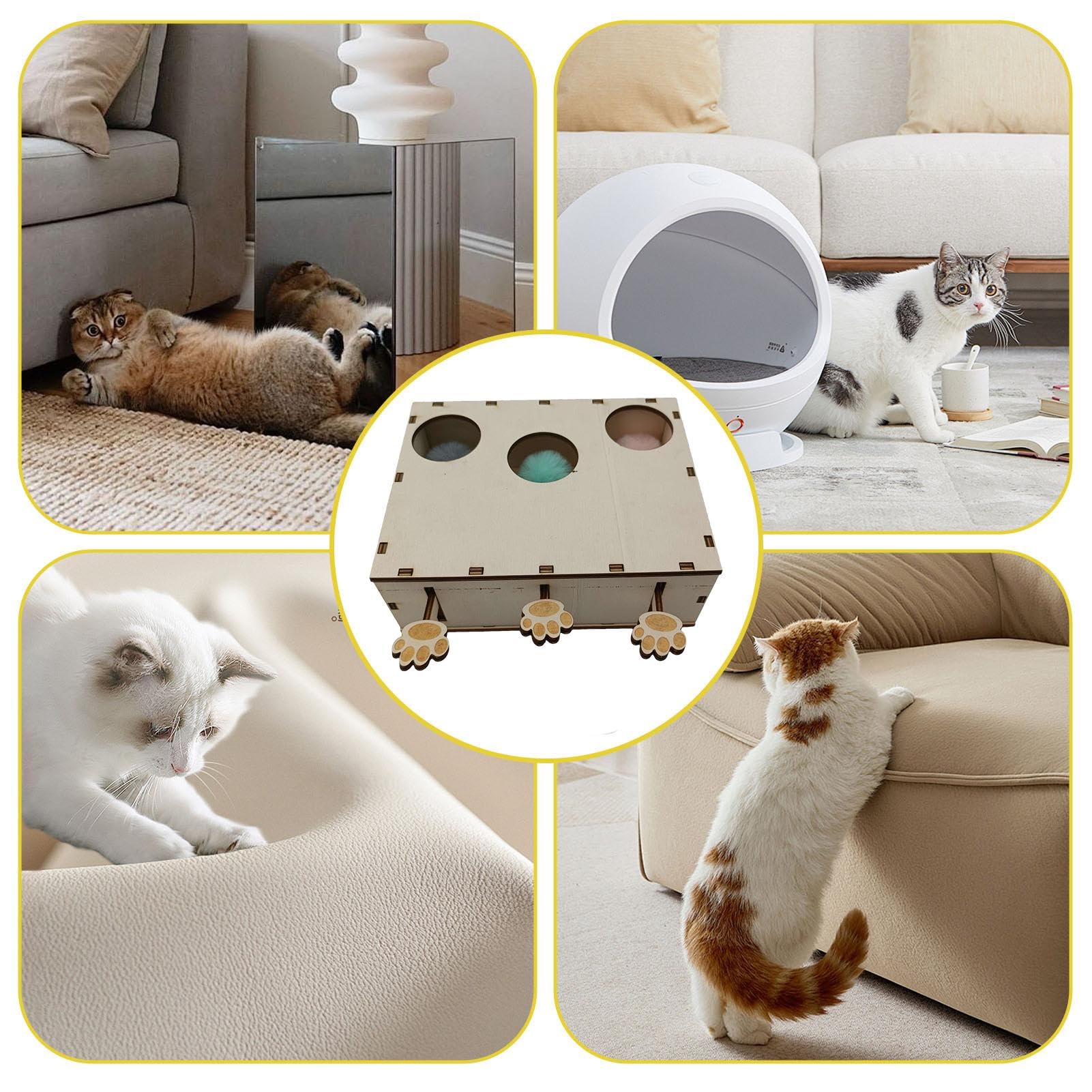 D/A Kattenkrabbordspeelgoed, Whack-a-Mole kattenspeelgoed met krabplank, interactief 3-in-1 kattenspeeltje, om verveling te verlichten, overtollige energie te verbruiken IQ