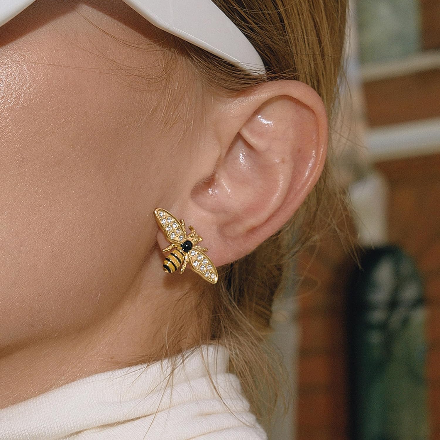 Dainty Bee Stud Earrings for Women Hypoallergenic Cubic Zirconia Cute Bee Stud Earrings for Women Jewelry Gifts - Image 3