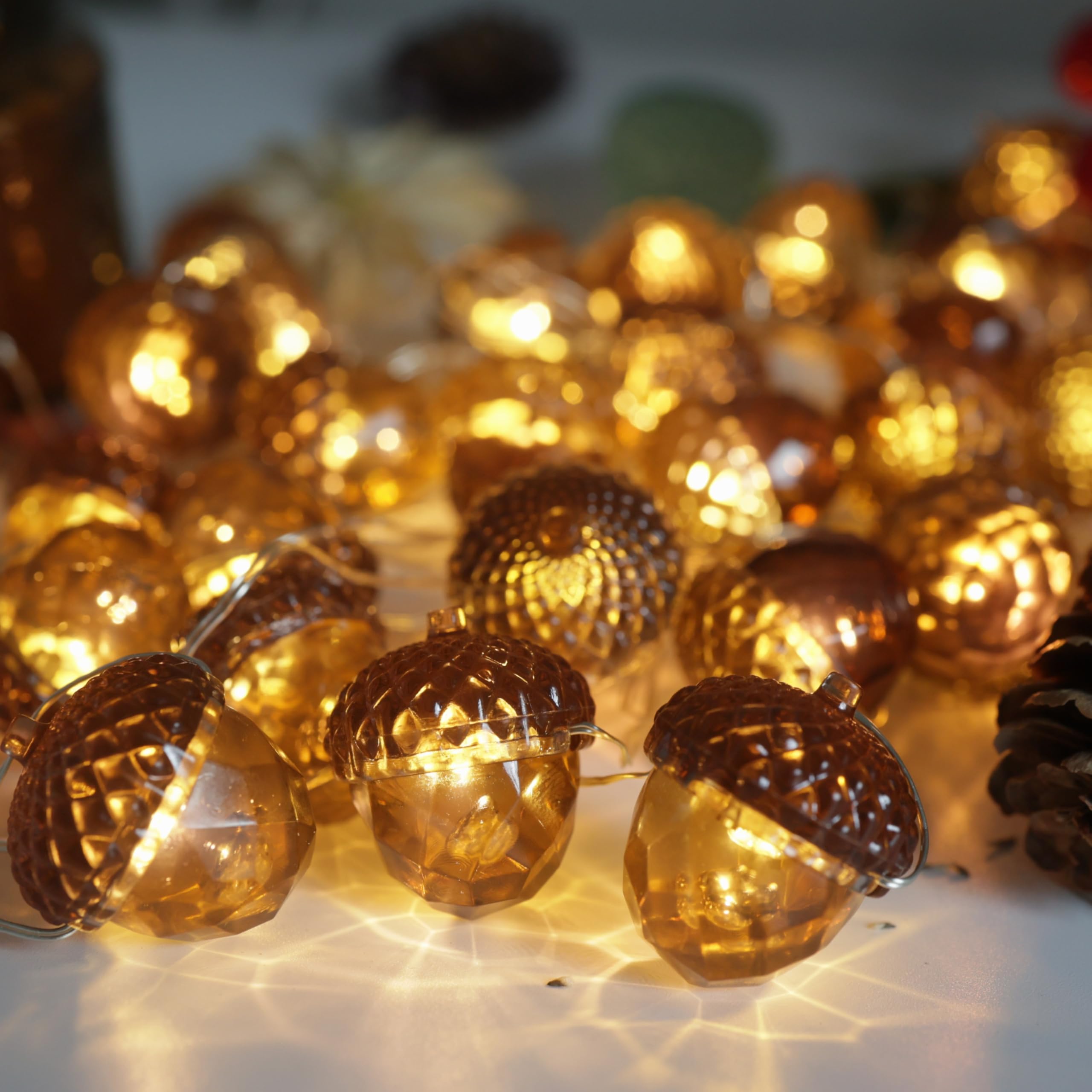 Acorn String Lights 10FT 30LED USB Power – Realistic 3D Acorn with Diamond Cut Design, Durable 0.45mm Copper Wire, Warm White Fairy Lights for Bedroom Harvest Mantel Rustic Garland Dorm Table Decor