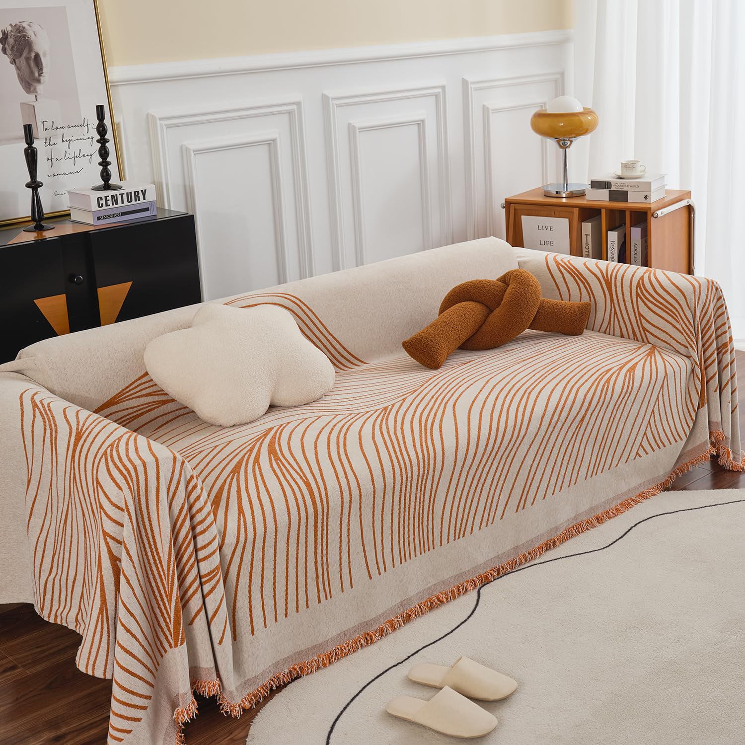 HOKIPO All Season Printed Chenille Sofa Cover Throw Blanket for 2 Seater Sofa, Size 180x250 cm, Coffee (AR-5218-CF) (B0D9BBVMNY) Amazon Price History, Amazon Price Tracker