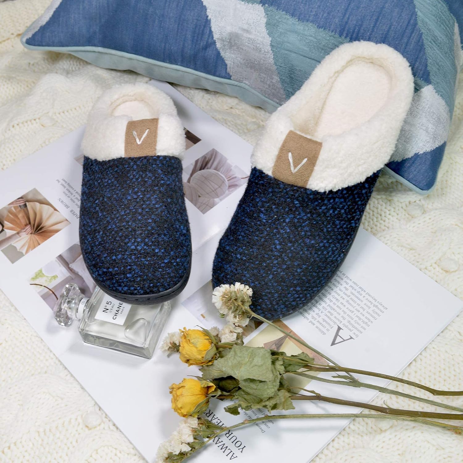 Parlovable Women's Slippers with Memory Foam, Wool-like Indoor Outdoor House Shoes with Anti-Skid Rubber Sole for Ladies, Gift for Women - Image 7