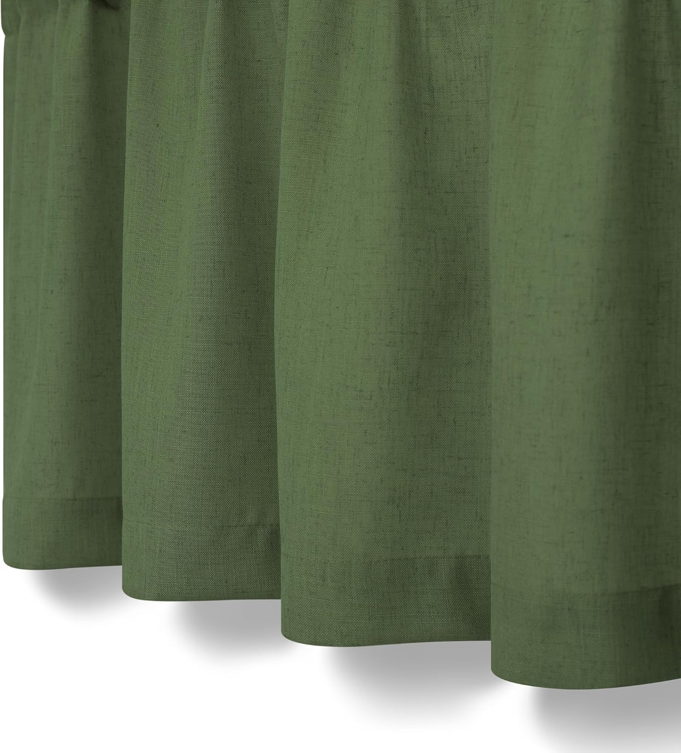 Pitalk Olive Green Boho Window Valance for Kitchen 3 Inch Rod Pocket Semi Sheer Light Filtering Farmhouse Dark Green Linen Valance Curtain Topper for Bedroom Living Room Bathroom 18 Inch Length Loden