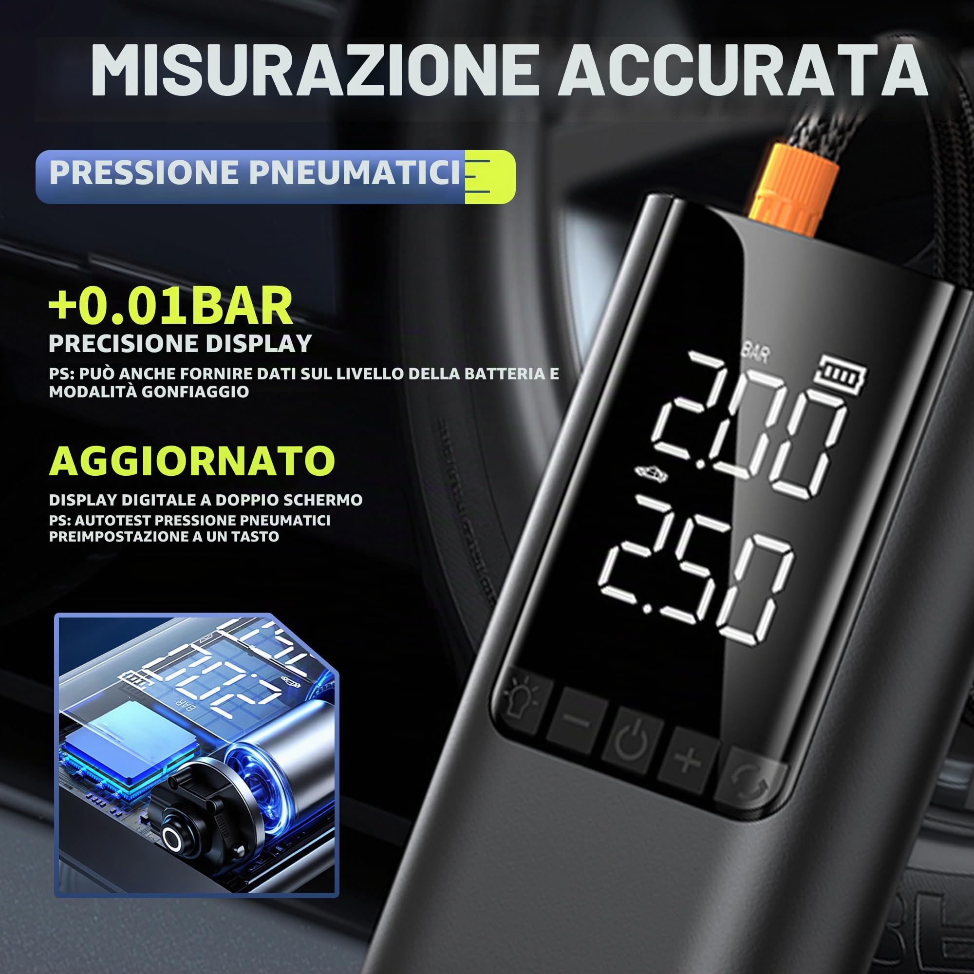 Booster Avviamento Auto,COCCKO Avviatore Emergenza con Compressore,6000A 10000mAh Avviatore Batteria Macchina, Ricarica USB-C, Jump Starter con LED Torcia(Fino a Tutti i Benzina e 12L Diesel)