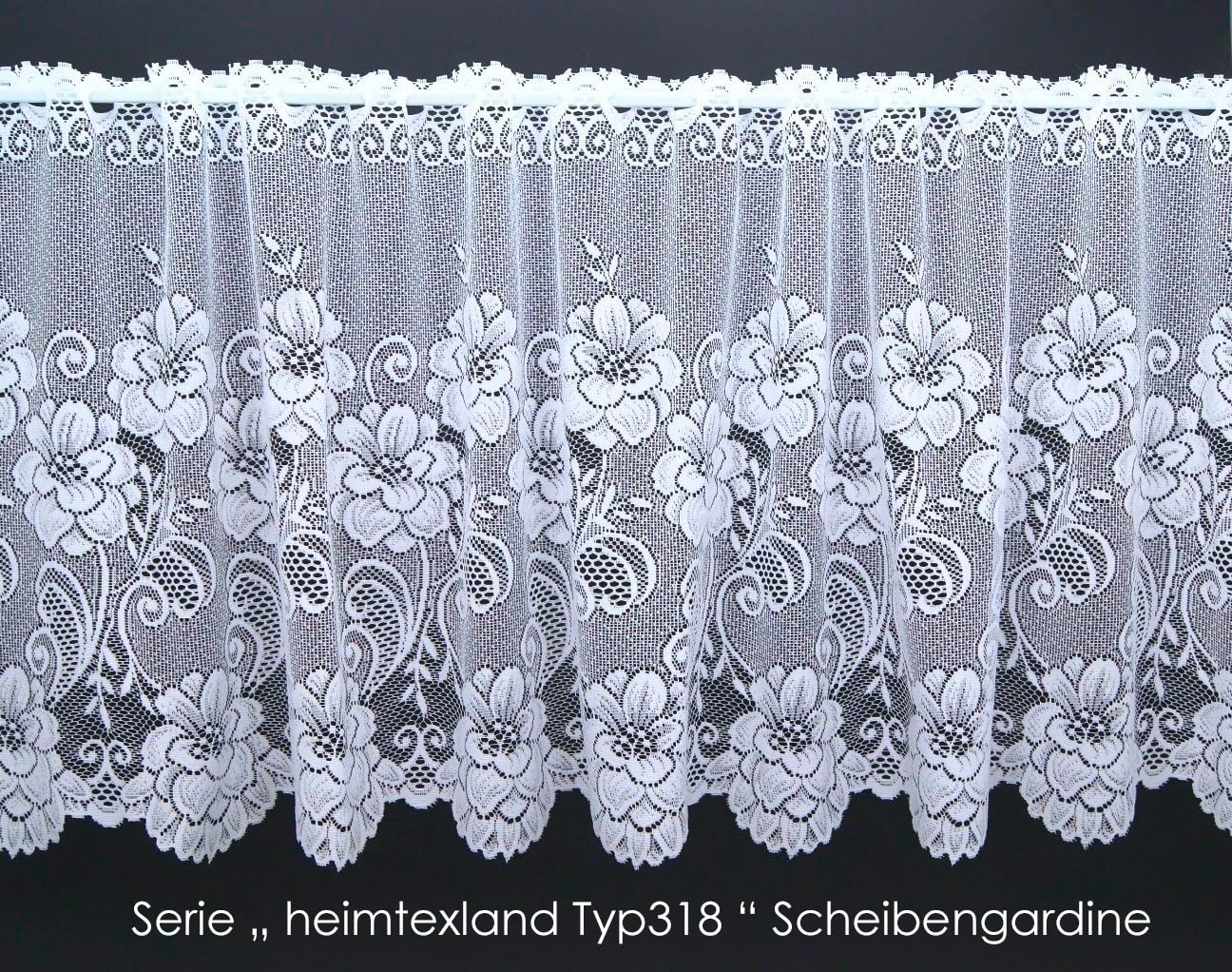 heimtexland Gardine Store weiß Jacquard halbtransparent Blumen Bordüre gebogt Kräuselband Vorhang Typ318 Langstore HxB 220 x 600 cm für Fensterbreite 185-240 cm