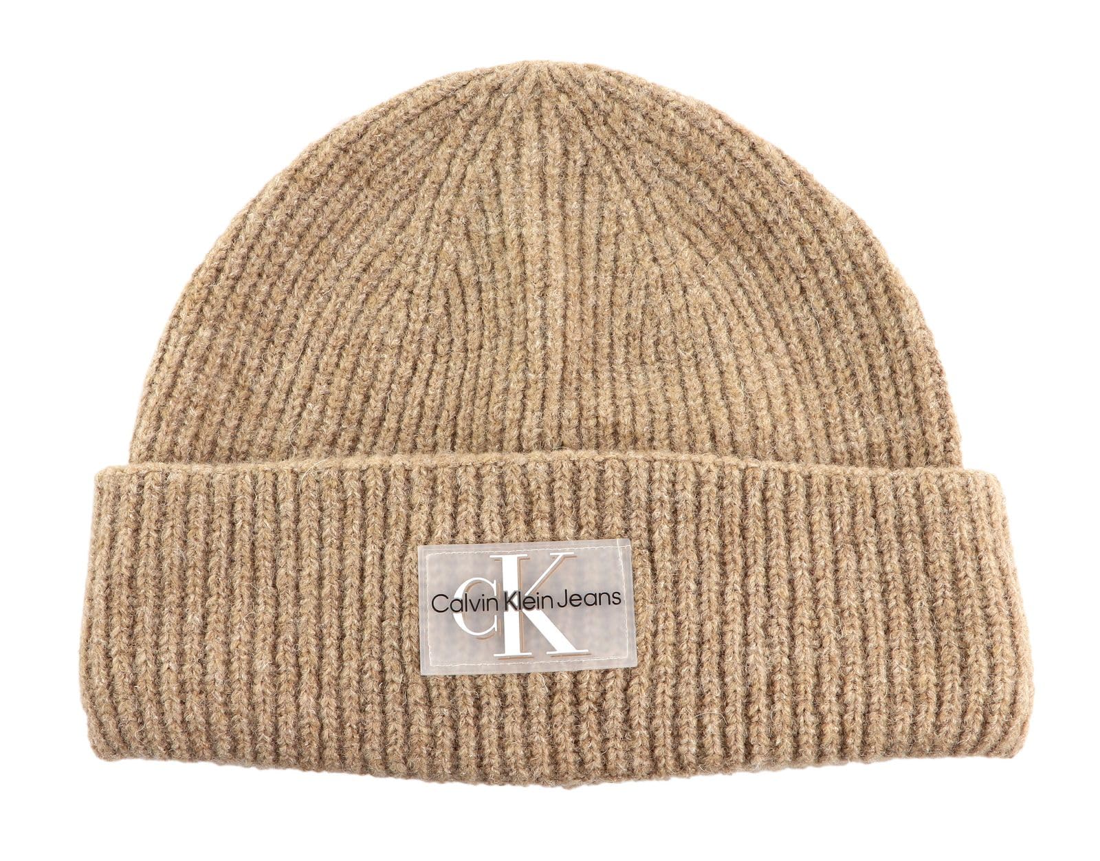 Calvin Klein Men's Beige (Travertine) Ckj Neutral Mono Beanie Travertine, Travertine, One Size