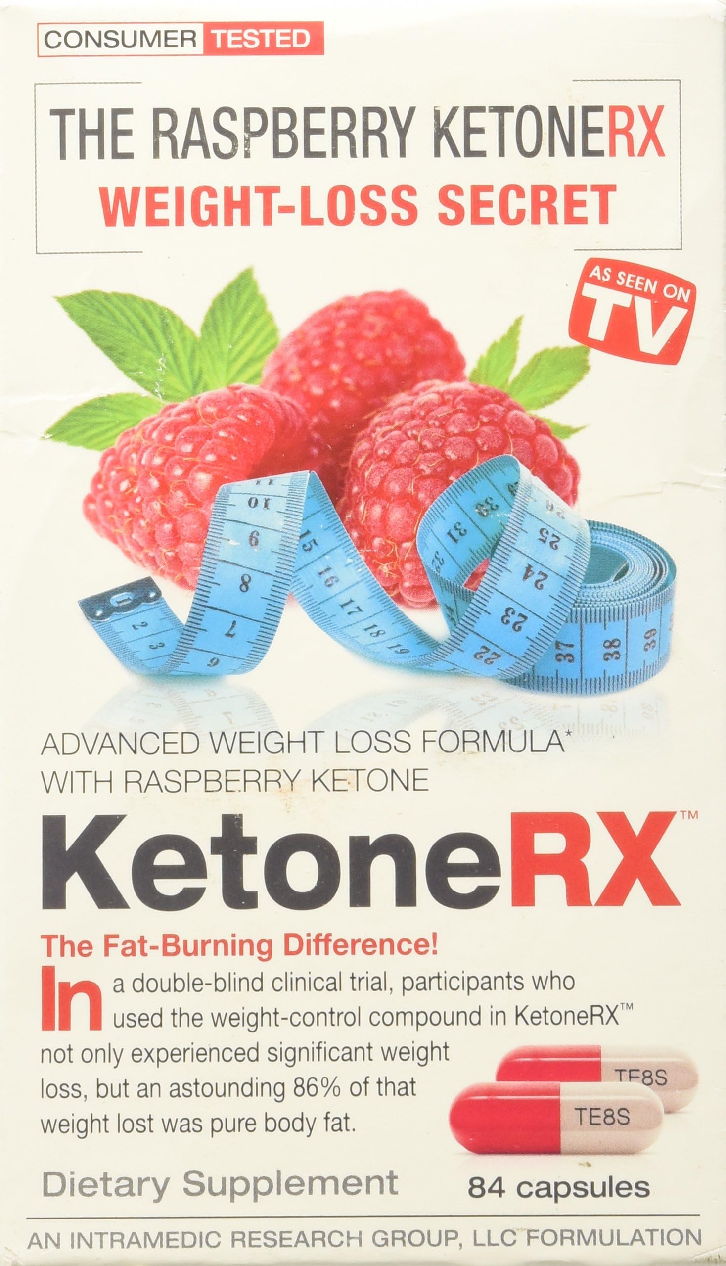 Intramedics Ketone RX, Raspberry, 84 Count