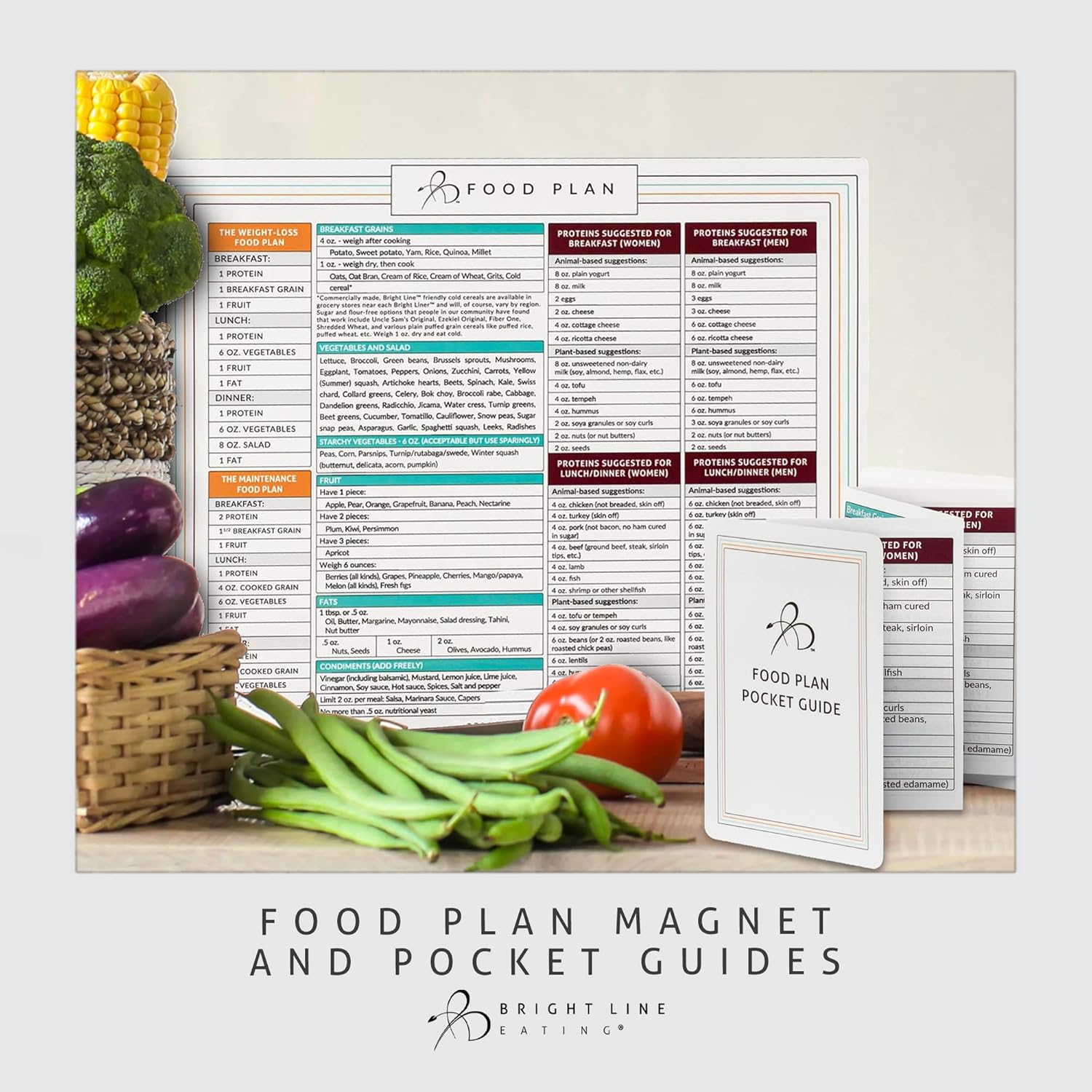 Bright Line Eating Magnetic Meal Planner Meal Plan Pocket Guide for On-The-Go Healthy Eating
