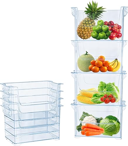 Skywin Contenedores de almacenamiento transparentes (paquete de 4)  Contenedores transparentes para organizar alimentos de despensa, cocina y baño