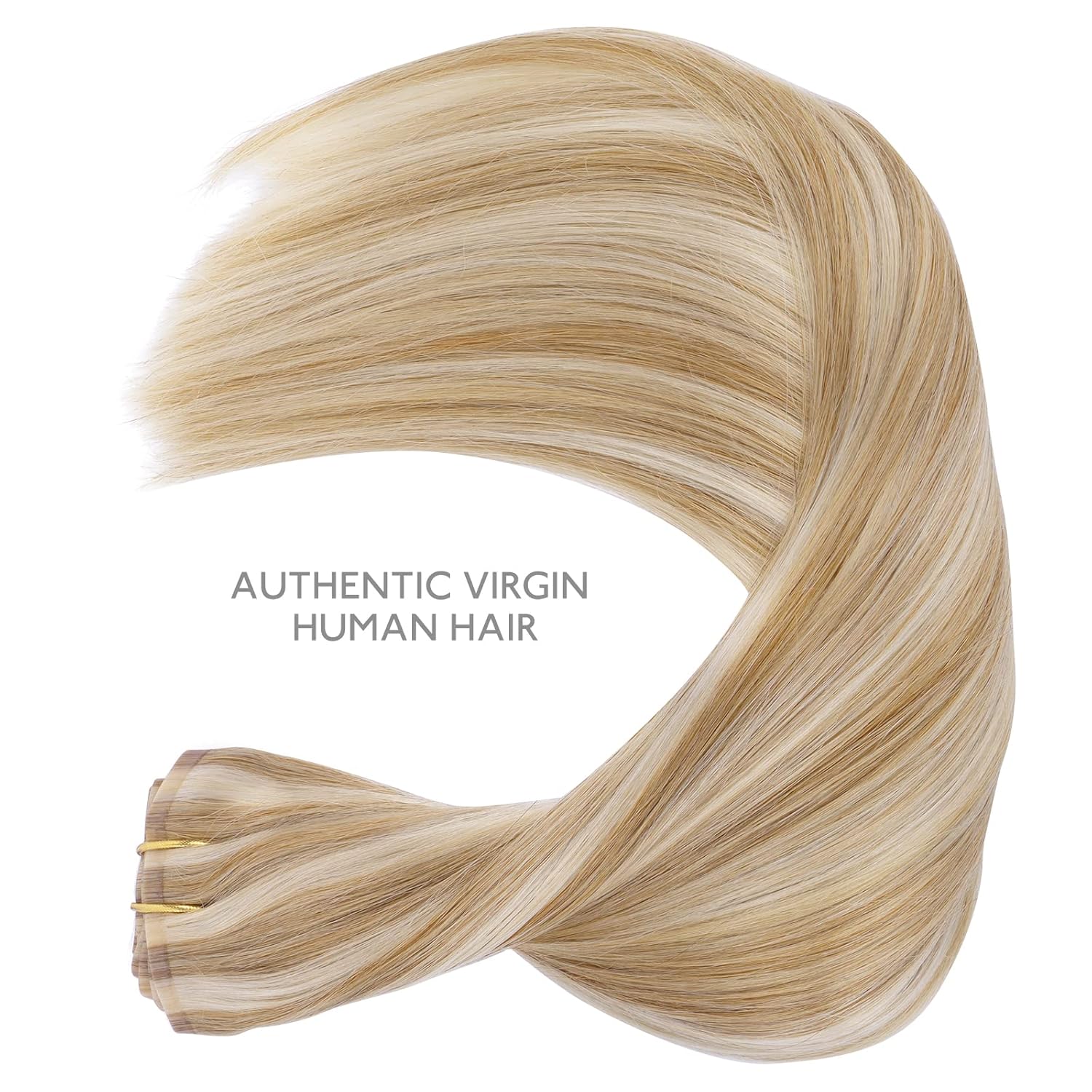 WENNALIFE Seamless Clip In Hair Extensions Human Hair, 12 Inch 80g 7pcs Dirty Blonde Highlighted Bleach Blonde Real Hair Extensions Invisible PU Skin Weft Natural Remy Human Hair