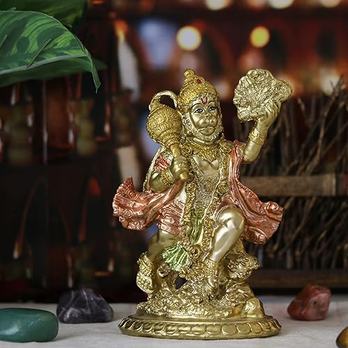 Miniatura 3 de alikiki Estatua de Hanuman volador de Dios hindú – Ídolo indio Hanuman Murti Pooja Escultura India Señor Estatuilla de Señor de la India Templo
