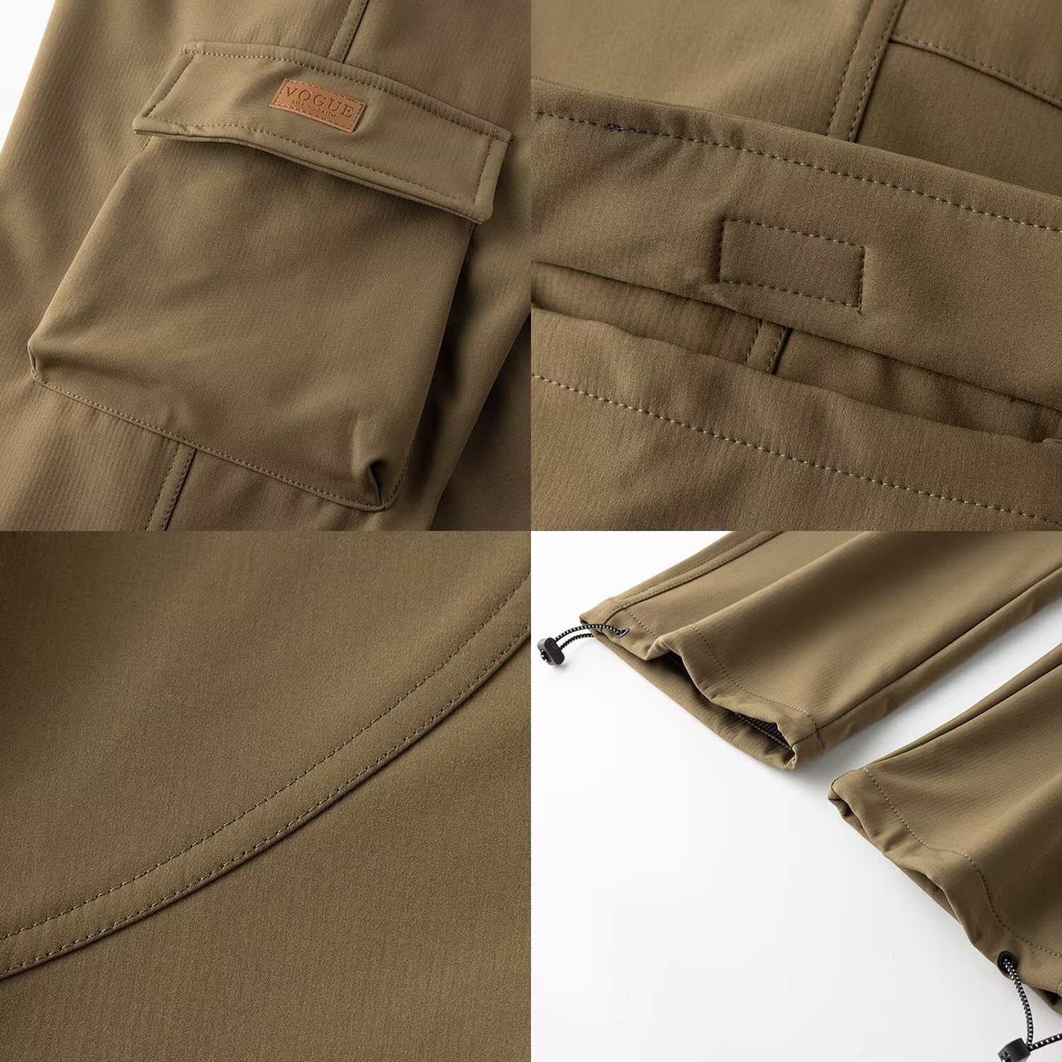FLYGAGA Herren Wanderhose Softshellhose Fleece Gefüttert Warm Skihose Wasserdicht Winddicht Winterhose Camping Outdoor Regenhose Trekkinghose Fahrrad Elastischer Bund Thermohose 6 Taschen