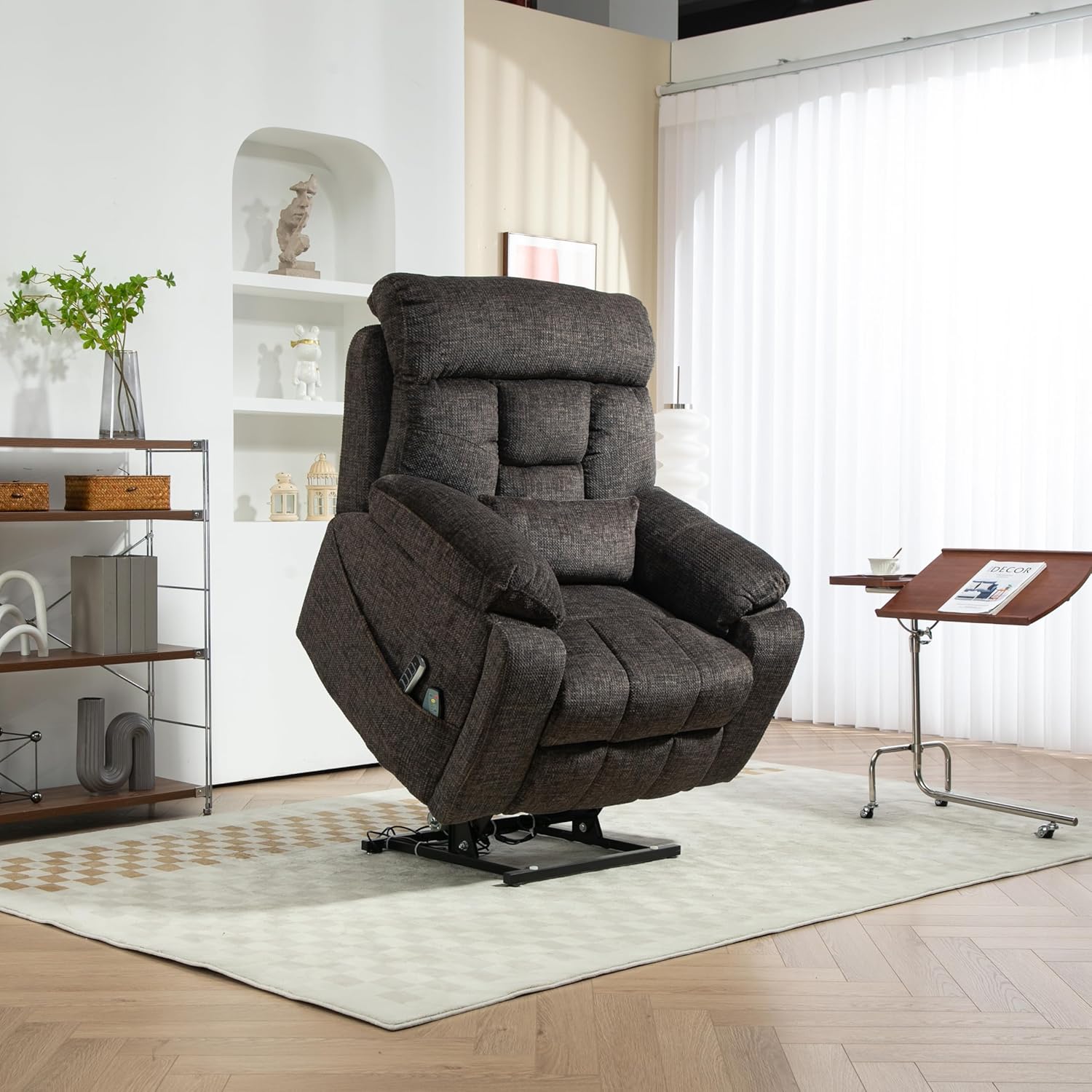 4 Motors Oversized Electric Lift Chair Power Recliner Sofa Chair for Adults with Massgae,Heat and Hidden Cup Holders, 180° Infinite Electric Reclining Armchair Comfy for Living Room, Bedroom,Office