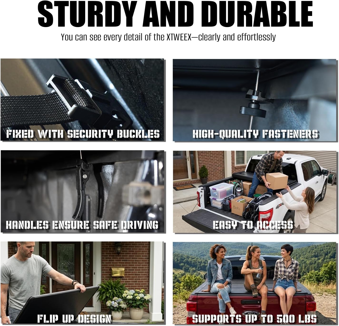 5.5' Hard Folding Truck Bed Tonneau Cover fits 2015-2026 Ford F-150 (Incl.F-150 Lightning) 5'5"Bed, Heavy-Duty Lock Cover w/Waterproof Fiberglass Design | No-Drill Installation & Anti-Theft Security