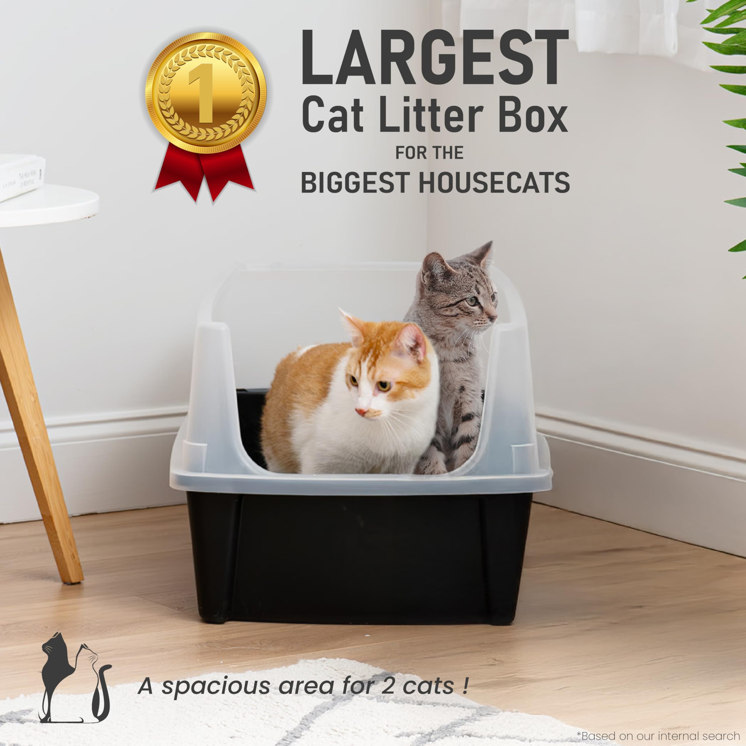 Iris Ohyama Bac à Litière Chat XL Ouvert, Maison de Toilette pour Chat sans Couvercle, Parois Hautes Anti-Projections, Grand Bac Nettoyage Facile, pour Grands Chats, Chatons, Litière XXL