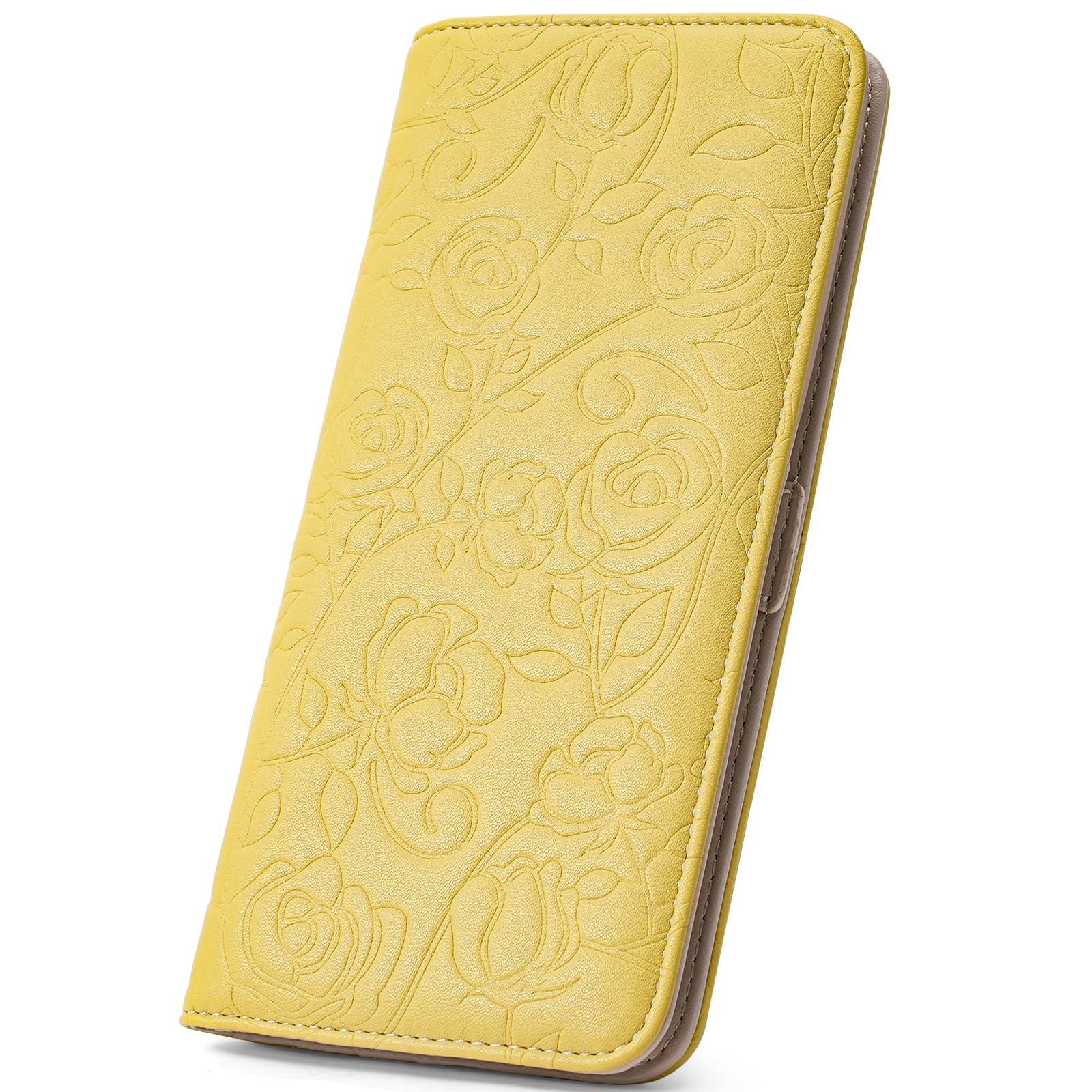 MEIITRUE Wallet Women Ultra Slim Thin Womens Wallet RFID Blocking Bifold Clutch Long Ladies Wallet Rose YELLOW