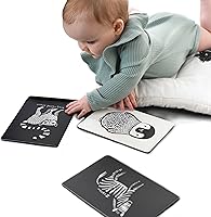 WeeGallery High Contrast Black & White Animal Art Cards for Baby - Newborn Flashcards, Tummy Time, Brain Development Essentials