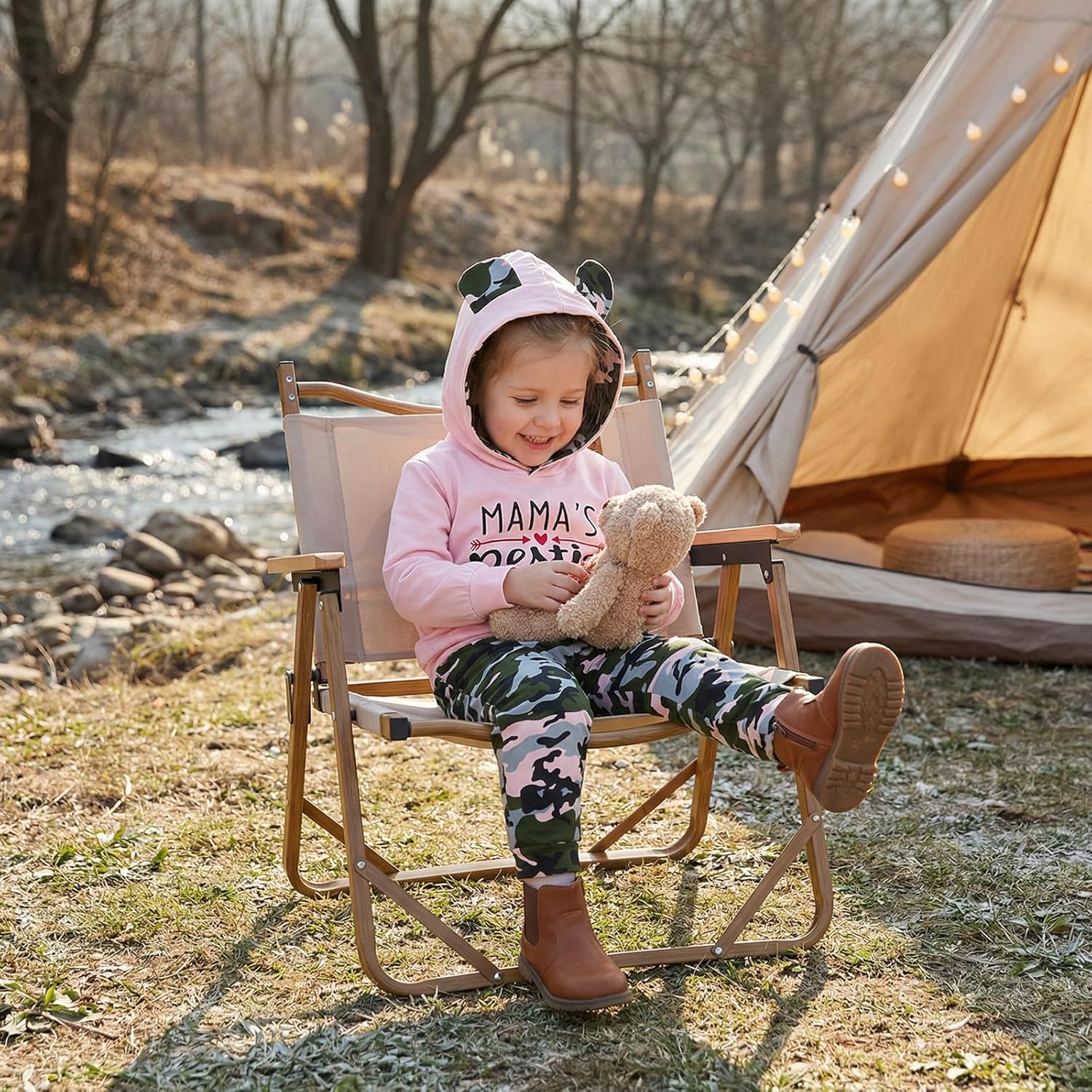 FYBITBO 2Pcs Baby Girls Fall Winter Clothes Mamas Bestie Hoodie Sweatshirt Tops & Camo Pants Outfits Clothing Sets - Image 2