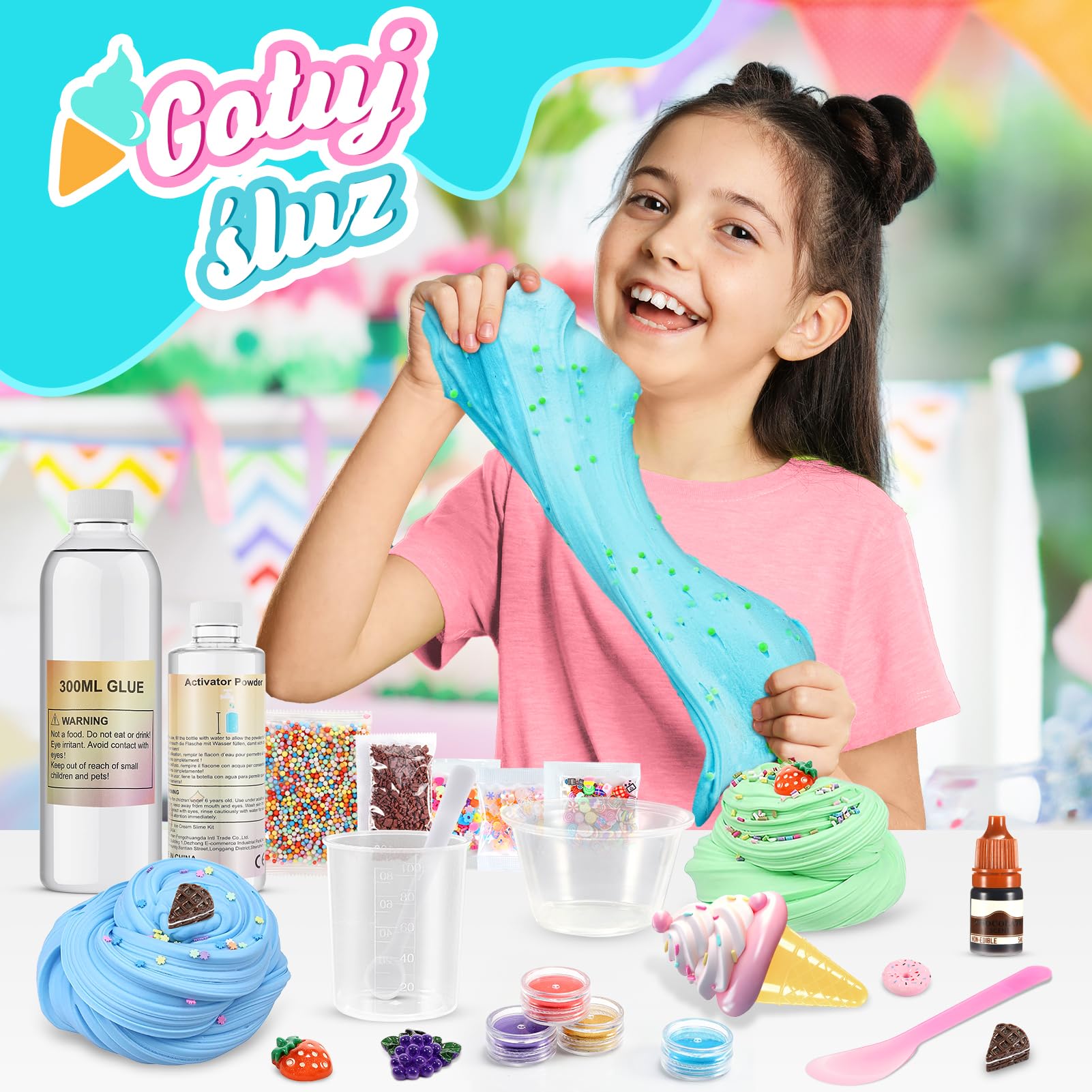 Adeokay Slime Zrób Swój Własny Zestaw, Prezent dla Dziewczynek 6 7 8 9 10 11 12 Lat Zestaw Slime dla Dziewczynek 6-12 lat Pomysły na Prezent Slime Fluffy Girls Stuff Prezent Urodzinowy dla Dziewczynek