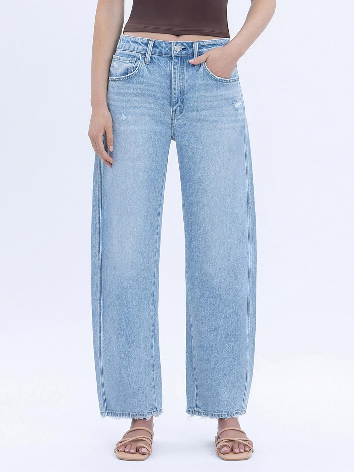 Vervet - Super High Rise Barrel Leg Cropped Jeans - (27" Inseam) - T6875 - Includes Official Tag