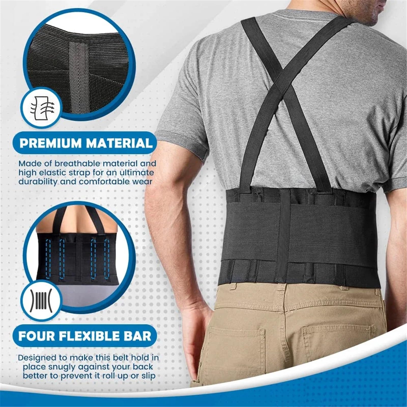 Faja Lumbar Ajustable Levantamiento De Pesas De Entrenamiento De Espalda Baja Cintura Cinturón De Apoyo Correas De Soporte Lumbar para Ejercicios De Fitness(L)