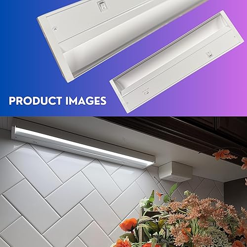 Miniatura 8 de Luces LED indirectas para debajo del gabinete de 12 pulgadas, con cable, 640 lm, ultra brillantes, regulables, luz cálida de 3000 K, luz diurna de