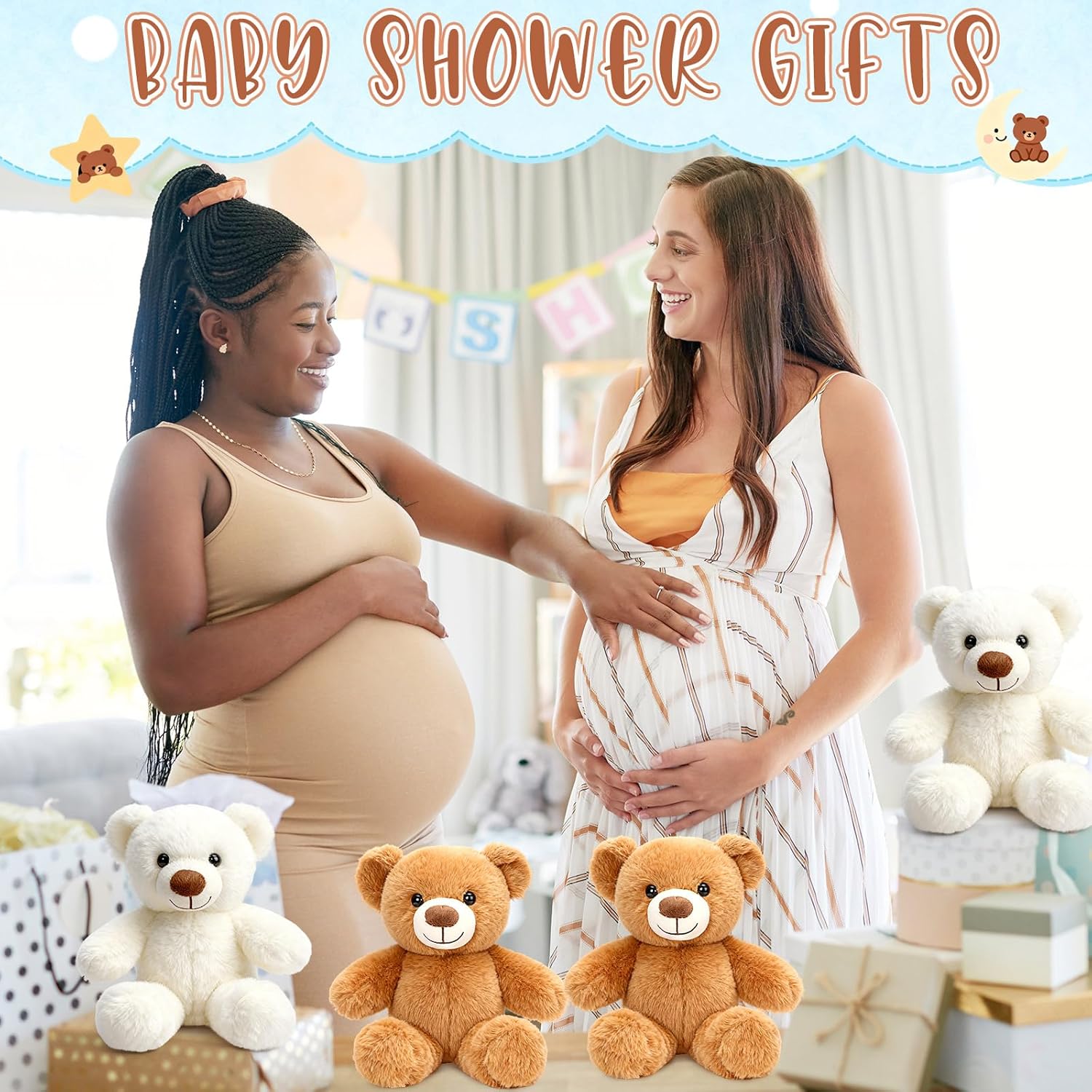 12 Pcs Bears Stuffed Animal Bulk 10 Inch Cute Small Stuffed Bear Plush Toy for Birthday Baby Shower Party Decorations Centerpieces Favors - Image 5