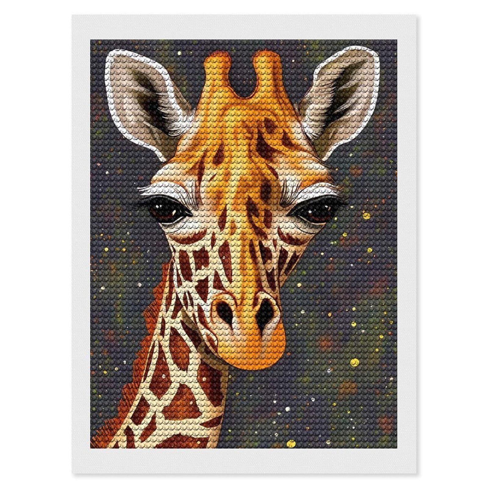 Junmoney Giraffe Animal Portrait Diamond Painting Kit 12"x16", Easy Handmade Project, Easy to Enjoy, Aesthetic Room Decor, Christmas Gift