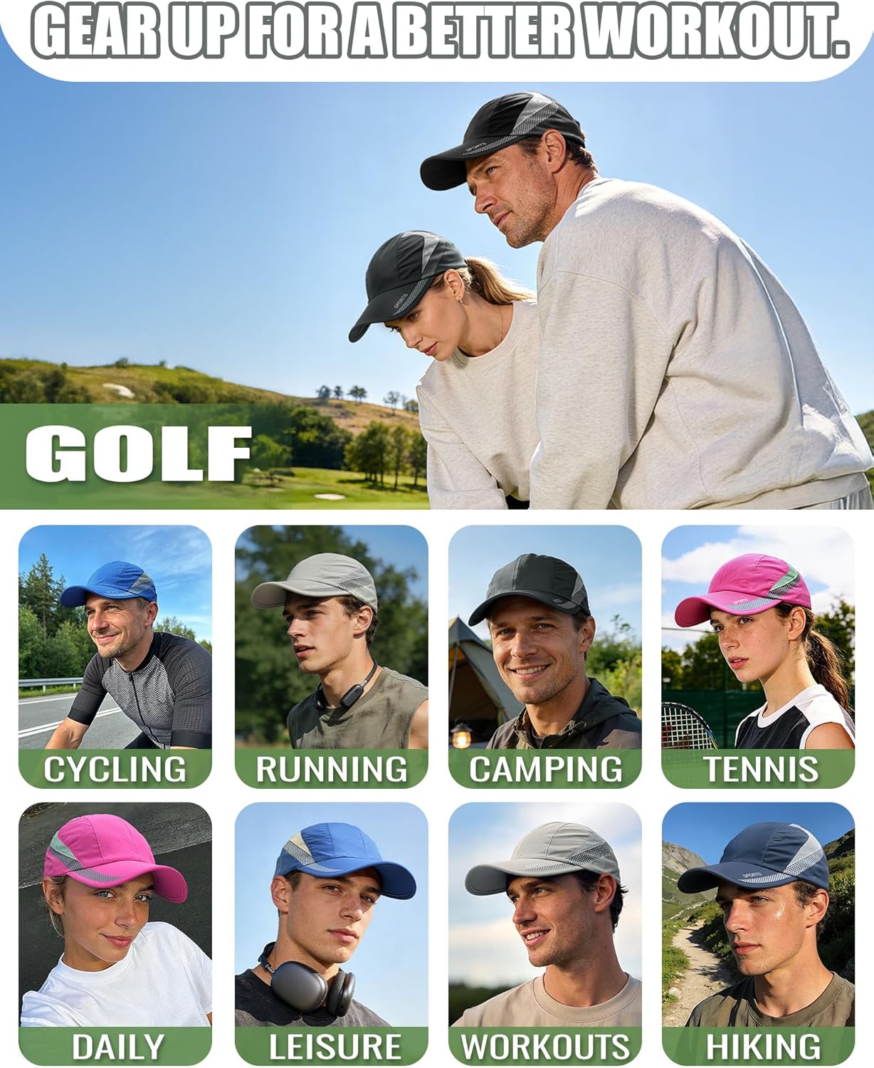 Croogo Quick Drying Sun Hat UPF 50+ Baseball Cap Summer UV Protection Outdoor Cap Men Women Sport Cap Hat - Image 7