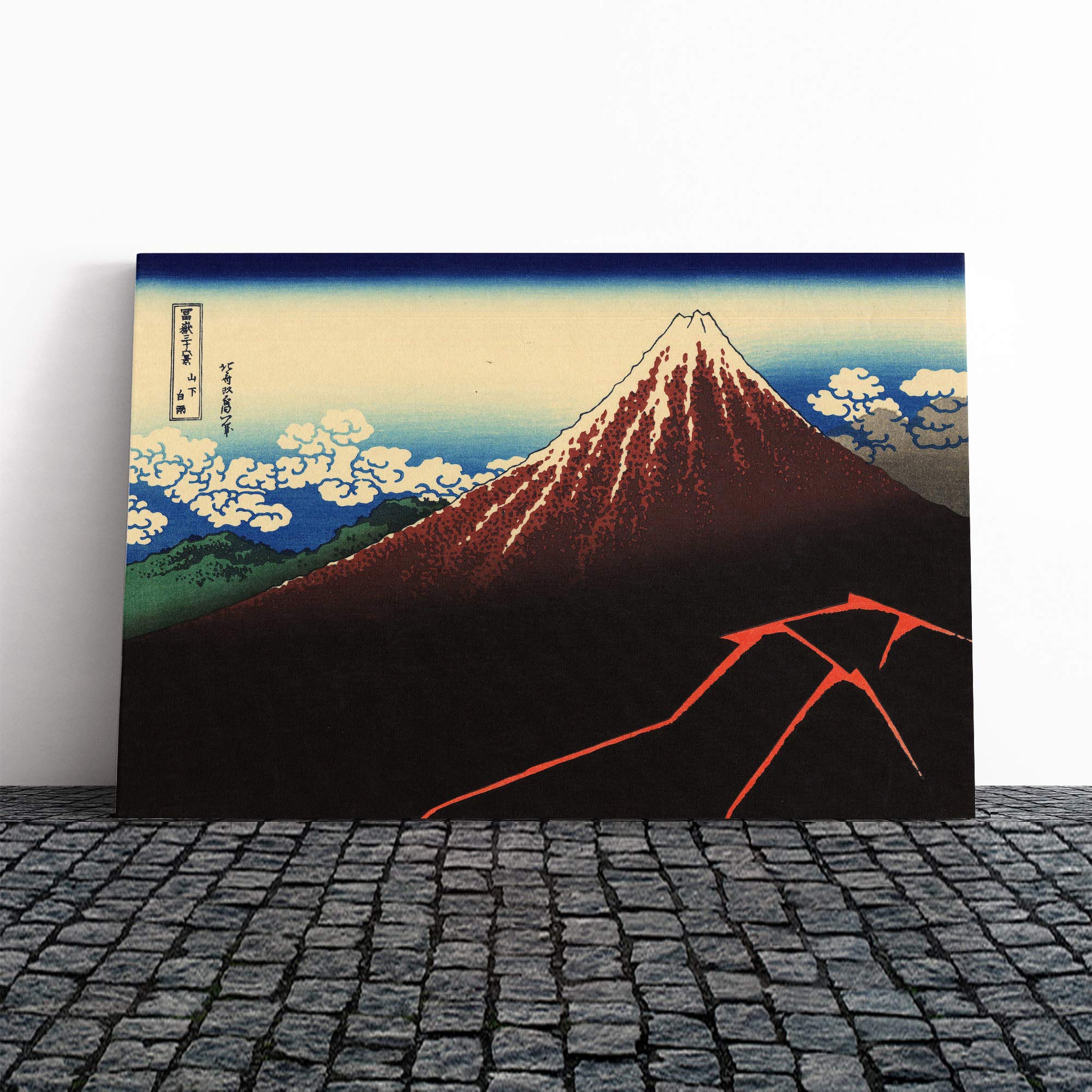 Hokusai Japanese Oriental Lightnings Below The Summit Canvas Print | Gallery Wrapped 30mm Frame Wall Art | 30x20 inches | Ready to Hang | Asian Picture | Living Room Bedroom Lounge Office