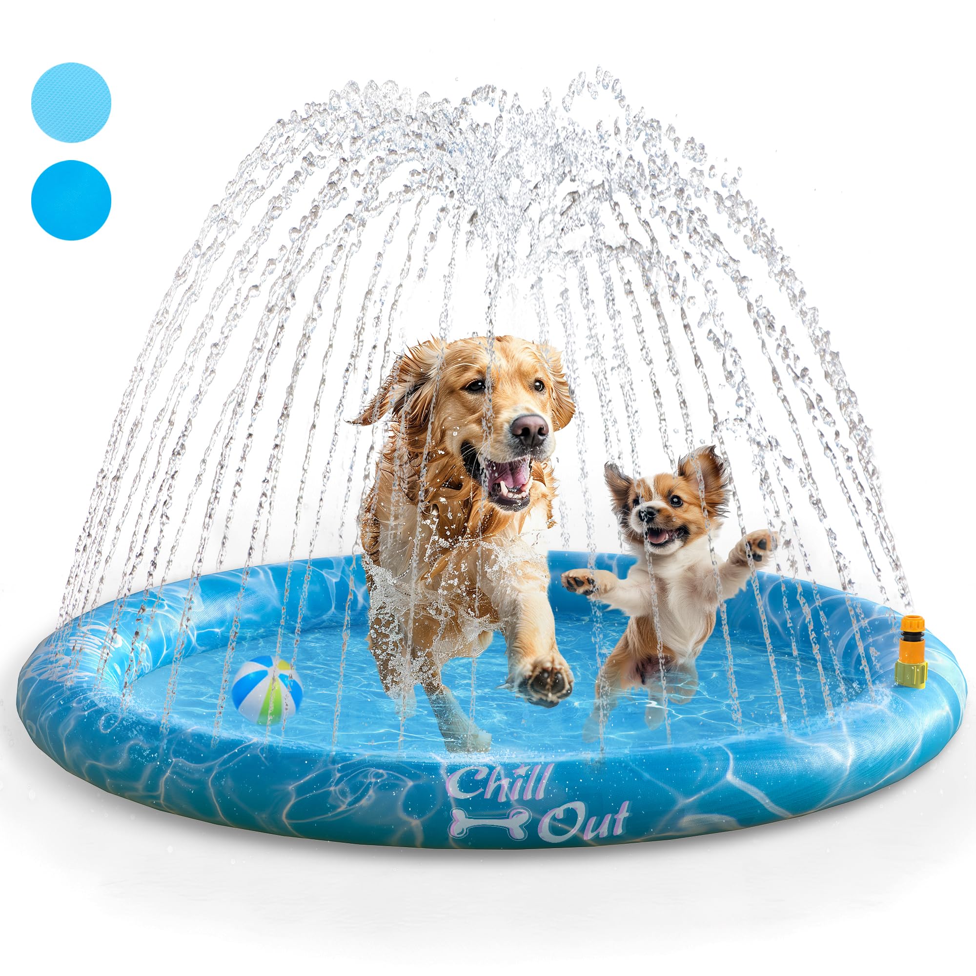 ALL FOR PAWS 150CM Hundespielmatte mit Sprinkler, Sprinkler-Spielmatte für Hunde, Kühlende Wasserspielmatte mit Sprinklerfunktion, Outdoor Wasser Spielmatte für Hunde