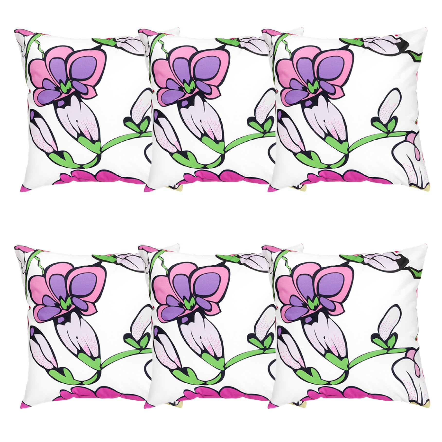 Gardenista Decorative Outdoor Cushion 45x45 cm | Indoor Water Resistant Garden Printed Throw Pillow | Soft Patio Furniture Cushions | Easy to Clean Patterned Cushion (6, Flower White)