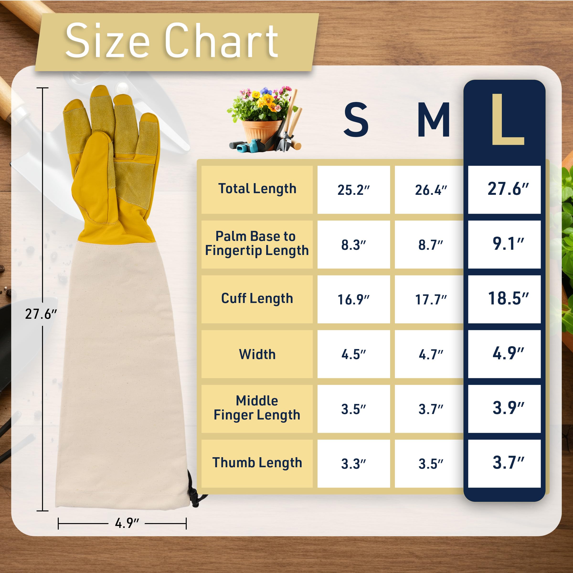 Kings County Tools Lange Gartenhandschuhe für Damen und Herren - Atmungsaktive Canvas und dornfeste Leder Gartenhandschuhe mit Armschutzhandschuh zum Beschneiden, Pflanzen, Rosenkaktus oder Brombeeren