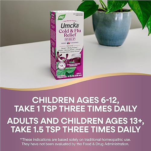 Miniatura 6 de Nature's Way Umcka Homeopática para resfriado + gripe, fiebre**, dolor de garganta, tos, congestión, dolores menores** , sin fenilefrina, sin