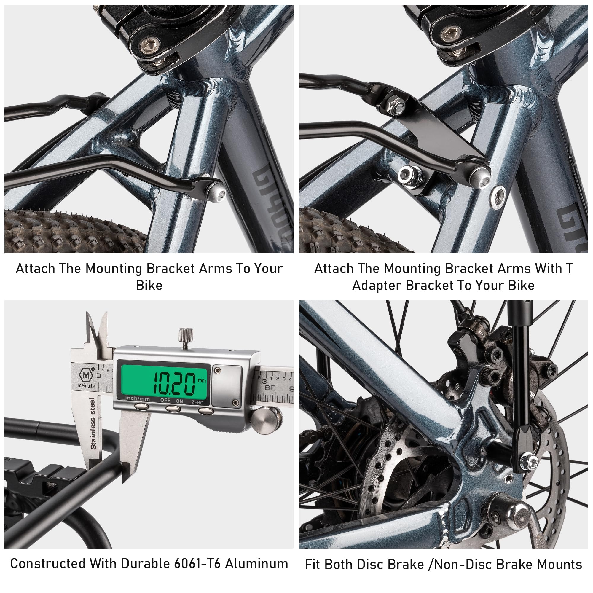 Fahrrad-Heckträger – Gepäckträger kompatibel mit MIK-System, Fahrrad-Gepäckträger für Scheibenbremsen/Nicht-Scheibenbremsen – Höhenverstellbar für 26"-29" Rahmen
