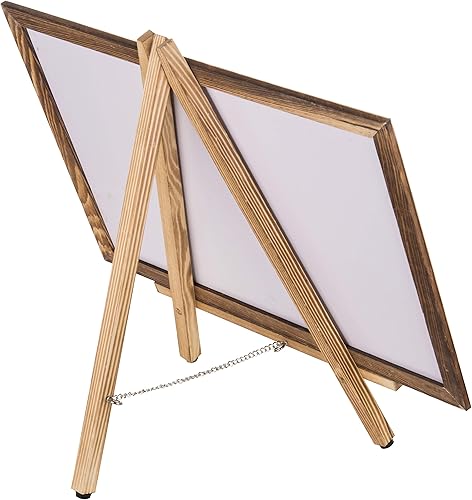Miniatura 7 de MyGift Cartel de pizarra borrable de madera quemada de 18 pulgadas con soporte de caballete con marco en A, tablero de menú de mesa, letrero de