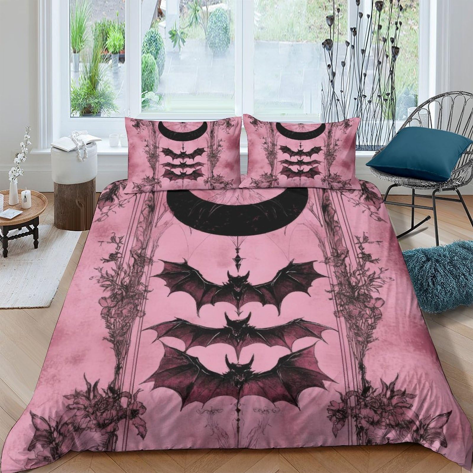 Parure de lit gothique chauve-souris idéale pour transformer l'ambiance d'une chambre à coucher dark