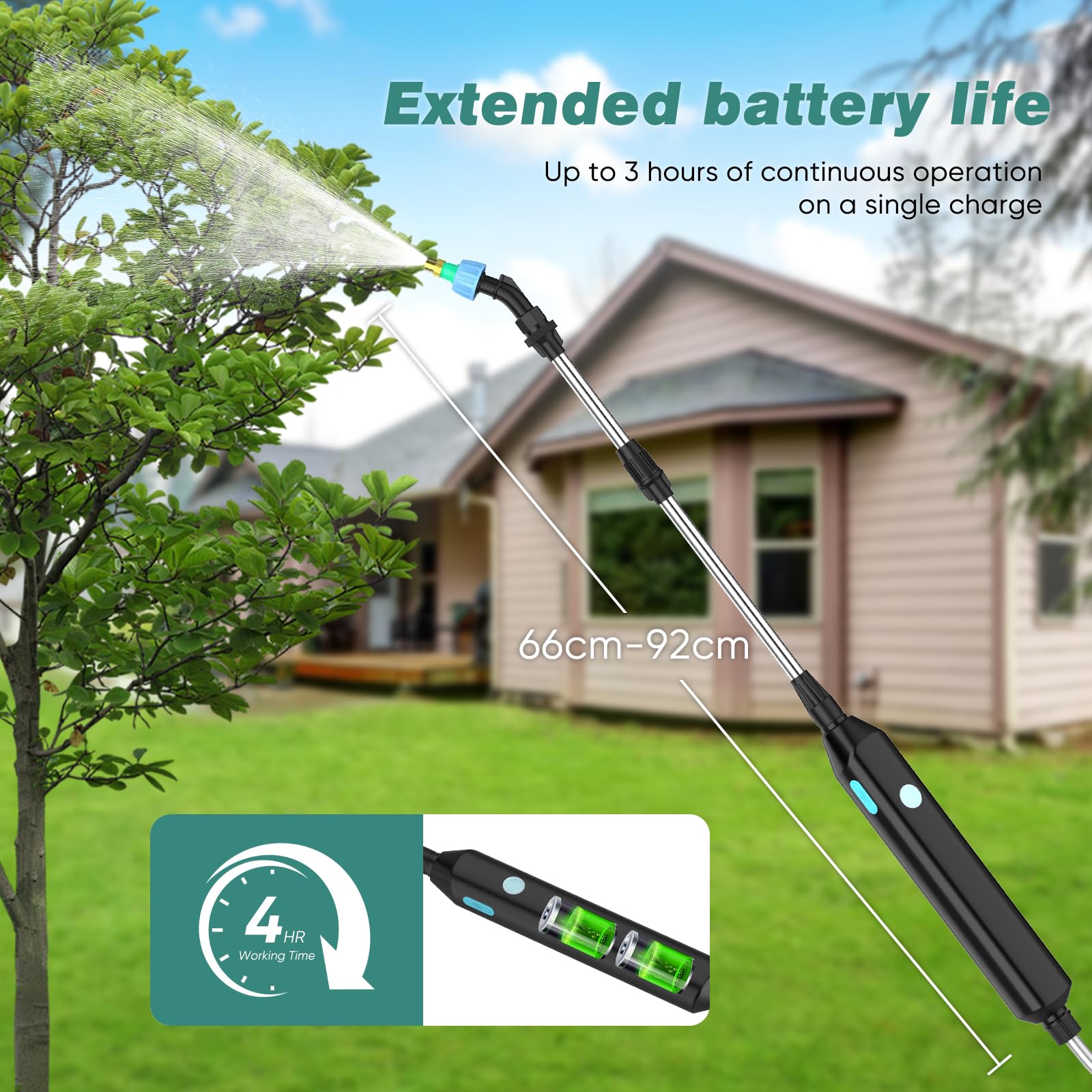 Pulvérisateur électrique 5L 1800mAh Rechargeable Jardin avec Buses Télescopique Vert