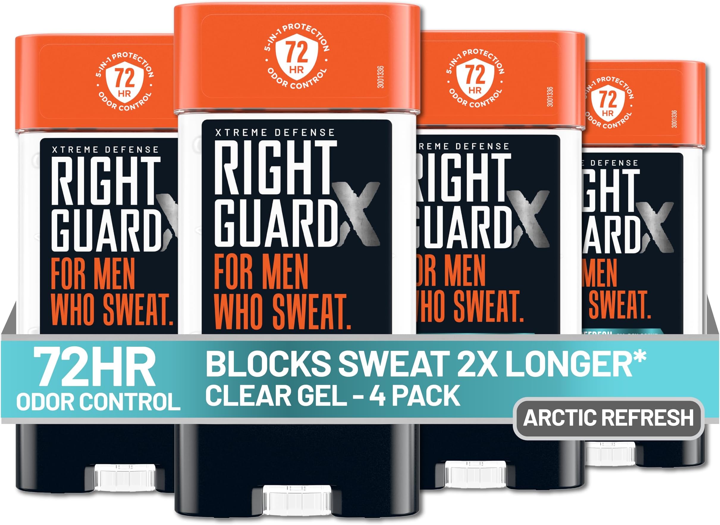 Xtreme Defense Antiperspirant Deodorant Gel, Arctic Refresh Scent - 5-in-1 Deodorant Men Can Trust, 72-Hour Odor Control Invisible Gel for Men, 4 oz (4 Pack)