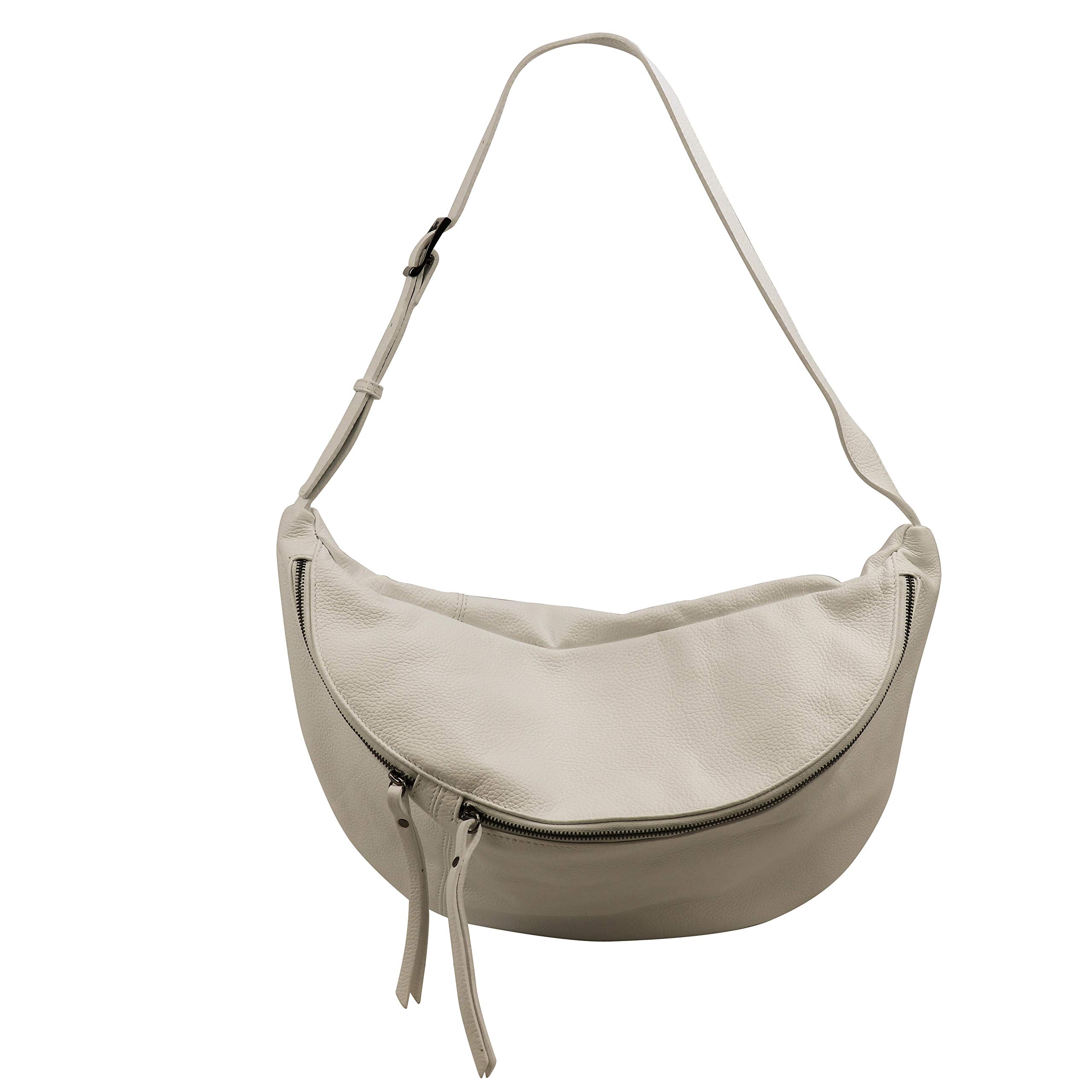 SH Leder prawdziwa skóra damska/męska saszetka na pierś unisex na festiwal, podróż, duża saszetka biodrowa, torba Crossbody, skórzana torba damska 49x28cm Daniela G768, beżowy, Gross