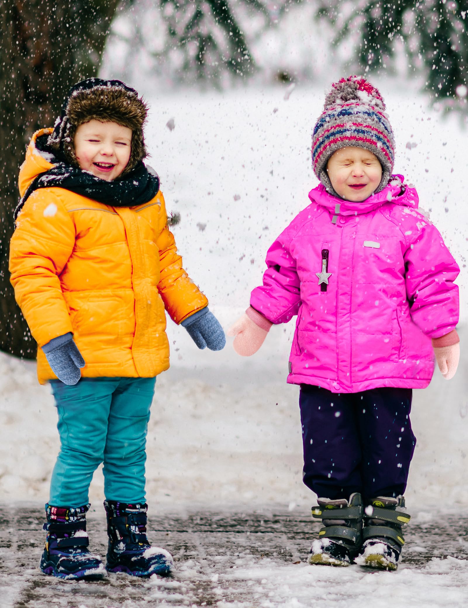 Becellen Guantes Invierno Niños Manoplas Guantes Termicos de Punto con Forro Polar Cuerda Cuello para Bebé Niños Niñas 0-3 Años