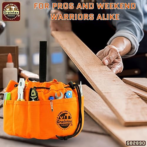 Miniatura 9 de Graintex GB2890 - Bolsa de agarre color naranja, lona Rip-stop de 18 bolsillos con cierre de cordón