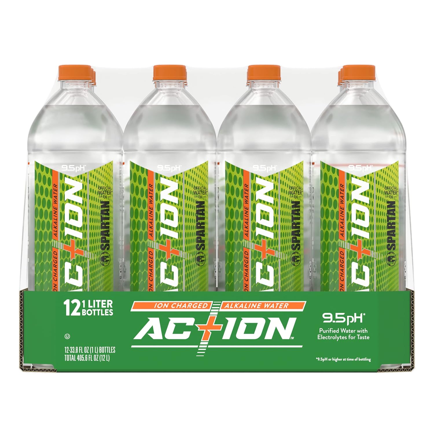 AC+ION Charged Alkaline Water, 1 Liter, Water Bottle, 12 Pack