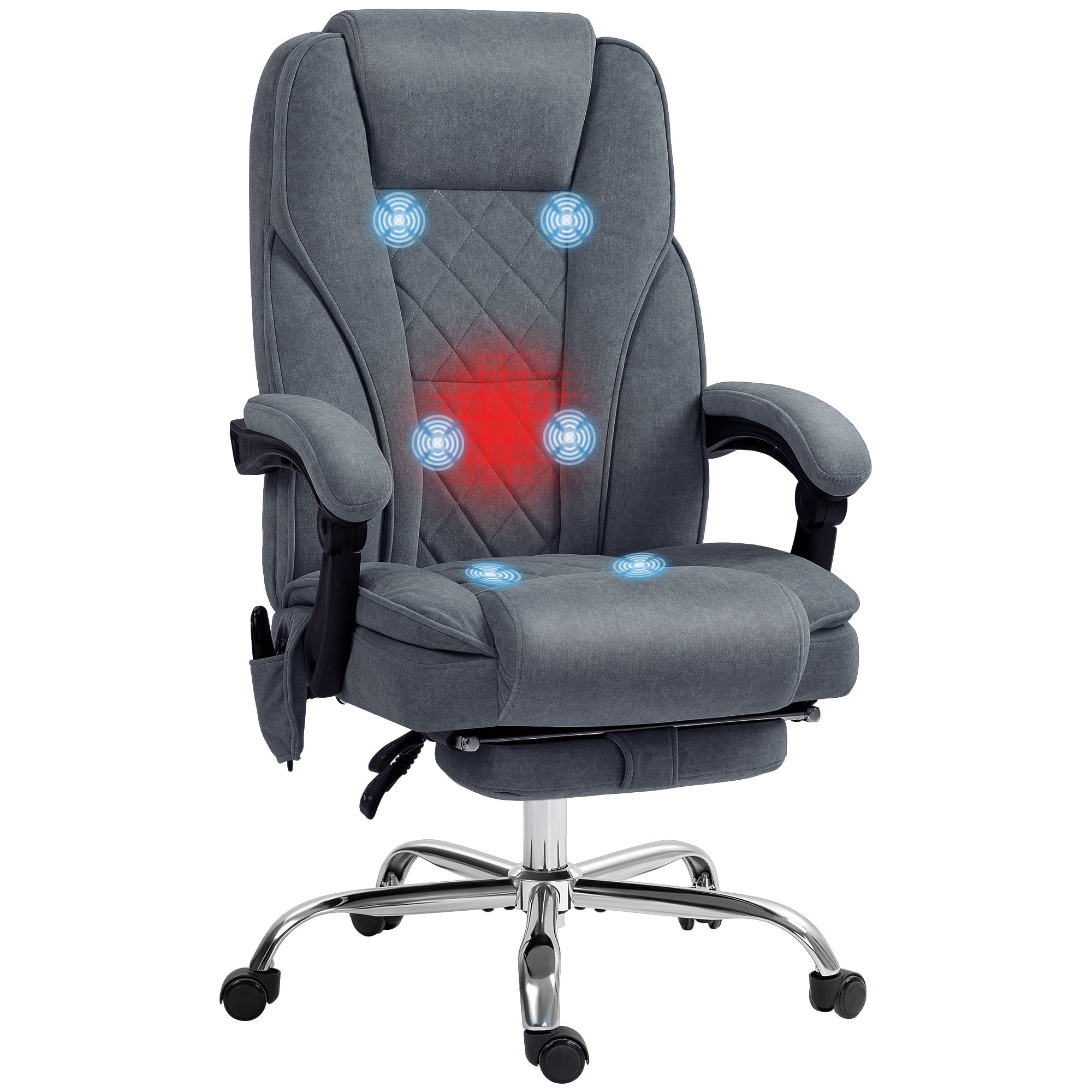 Vinsetto Massage Office Chair Footrest 6-Point Massage Heat Dark Grey