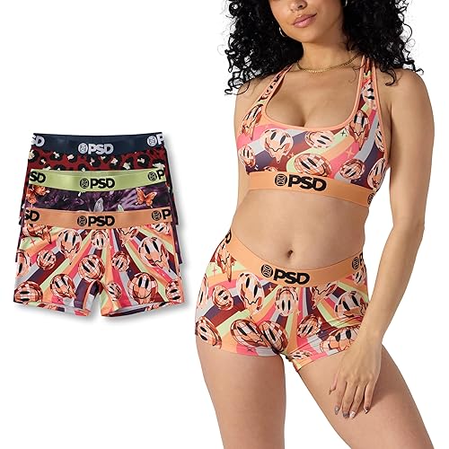 PSD Women's Animal Print Boy Shorts - Full Coverage Women's Underwear - Comfortable Stretch Panties for Women - X-Large - Dark Jewel 3-pack