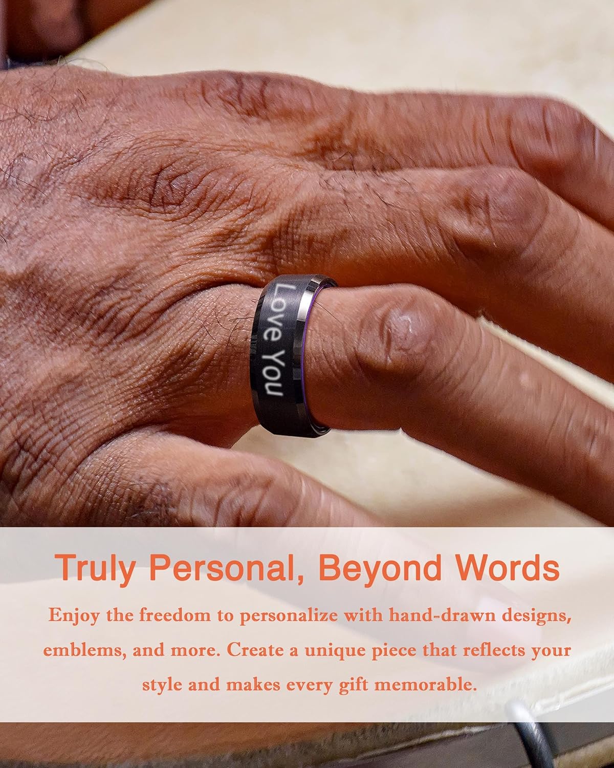 LerchPhi Engraved Custom Tungsten Rings For Men Wedding Band Personalized Titanium Promise Ring for Him Black/Red/Green/Purple/Blue Beveled Edge Szie 6 to 16 - Image 2