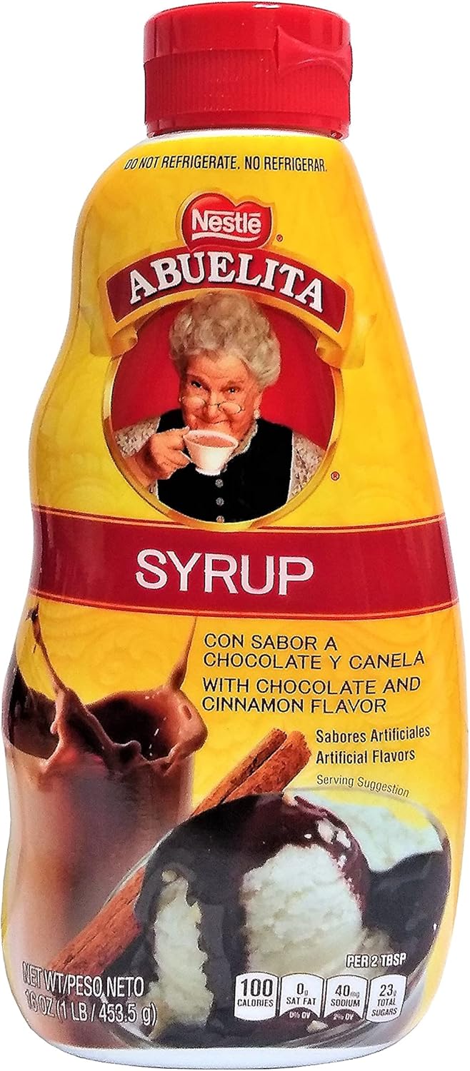Nestle ABUELITA Jarabe de chocolate y canela 16 oz. Botella Paquete con