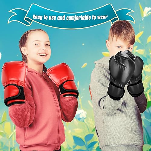 Miniatura 7 de 4 pares de guantes de boxeo para niños, guantes de boxeo para niños y jóvenes, 4 colores